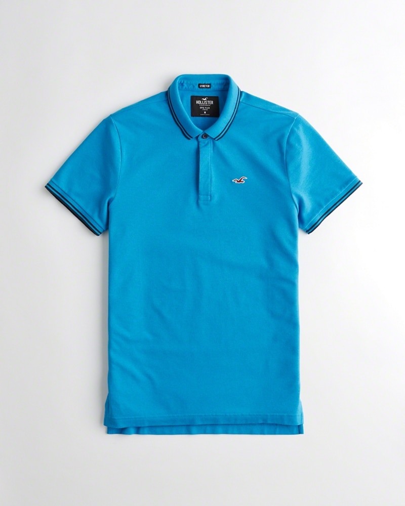 Hình Áo thun nam cổ bẻ Hollister HCO-P162 Stretch Slim Fit Polo Turquoise
