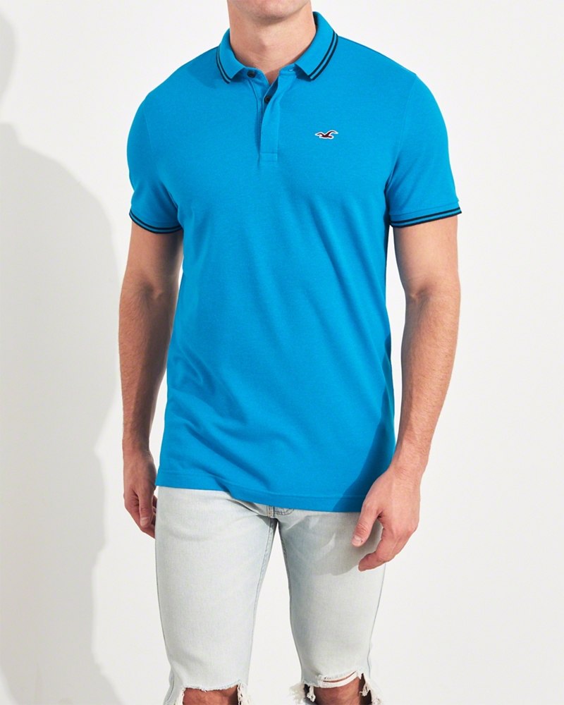 Hình Áo thun nam cổ bẻ Hollister HCO-P162 Stretch Slim Fit Polo Turquoise