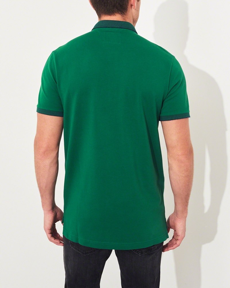 Hình Áo thun nam cổ bẻ Hollister HCO-P164 Stretch Shrunken Collar Polo dark green