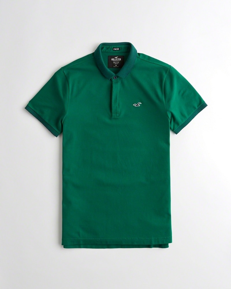 Hình Áo thun nam cổ bẻ Hollister HCO-P164 Stretch Shrunken Collar Polo dark green
