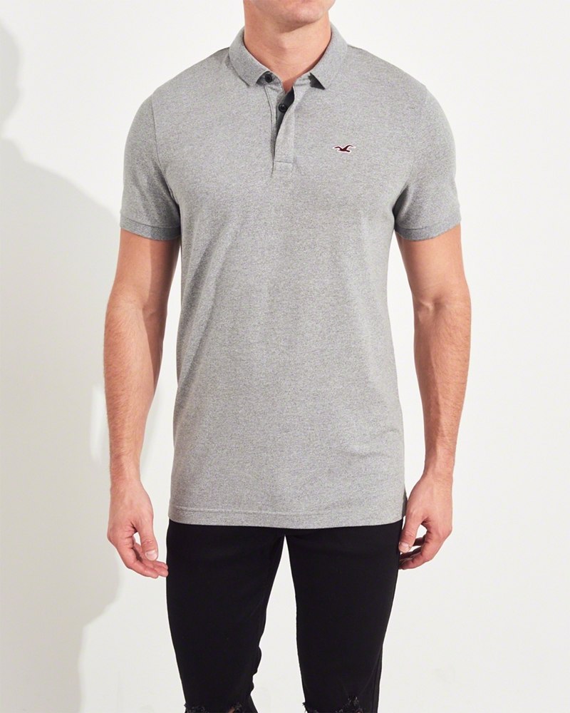 Hình Áo thun nam cổ bẻ Hollister HCO-P165 Stretch Shrunken Collar Slim Fit Polo heather grey