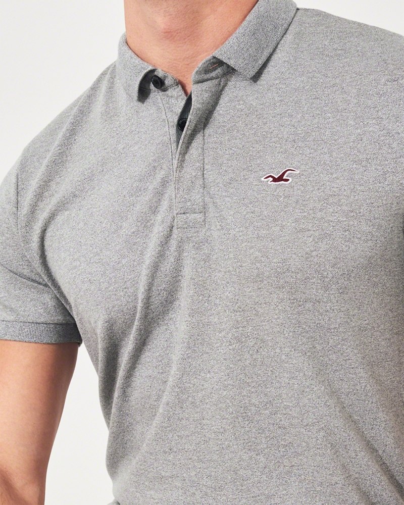 Hình Áo thun nam cổ bẻ Hollister HCO-P165 Stretch Shrunken Collar Slim Fit Polo heather grey
