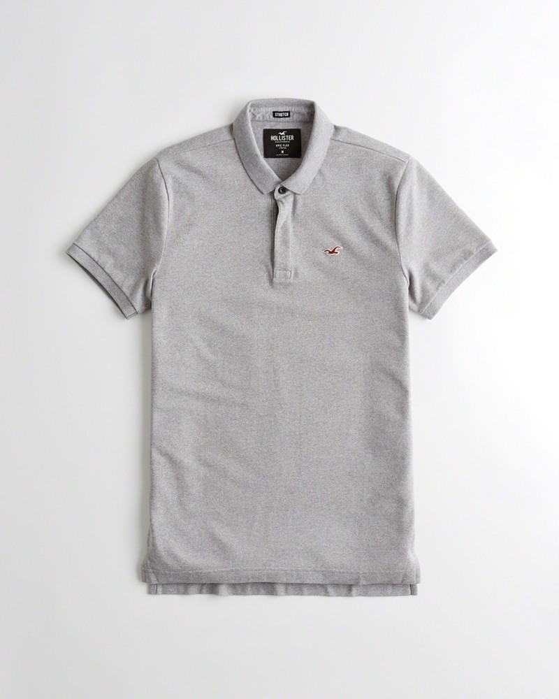 Hình Áo thun nam cổ bẻ Hollister HCO-P165 Stretch Shrunken Collar Slim Fit Polo heather grey