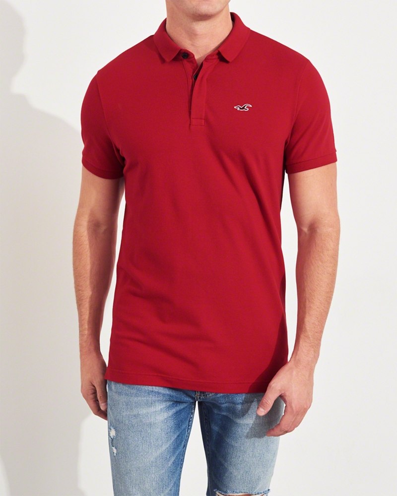 Hình Áo thun nam cổ bẻ Hollister HCO-P166 Stretch Shrunken Collar Slim Fit Polo Red