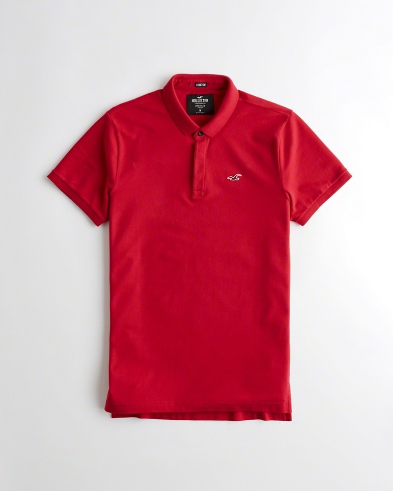 Hình Áo thun nam cổ bẻ Hollister HCO-P166 Stretch Shrunken Collar Slim Fit Polo Red