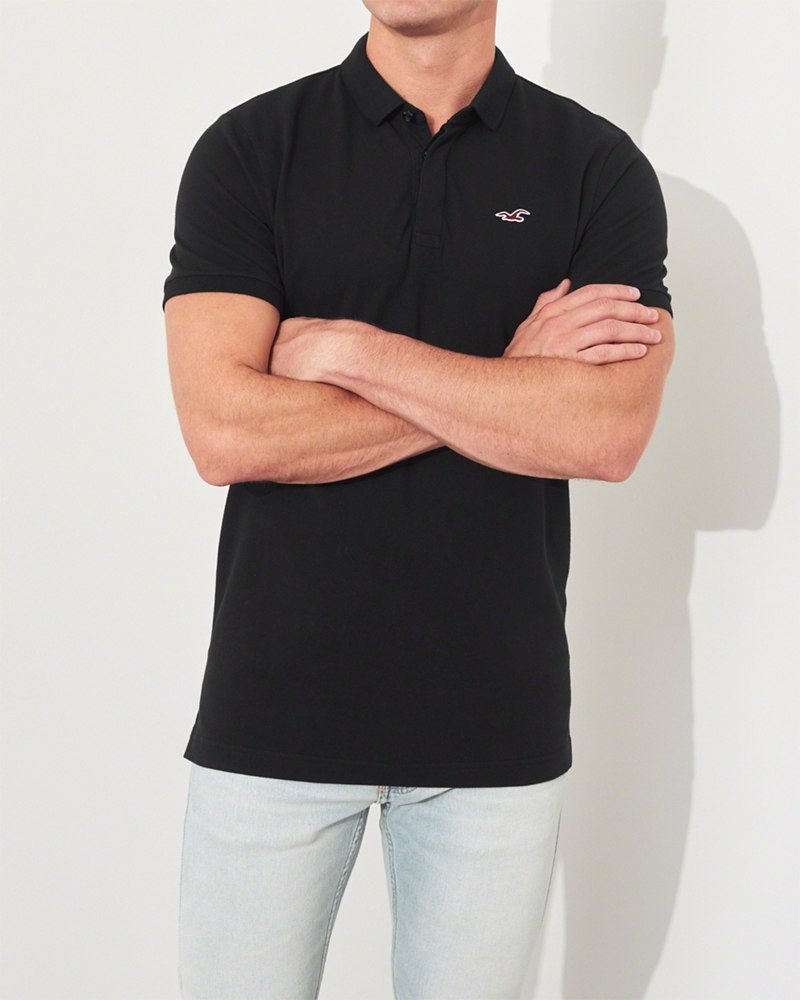 Hình Áo thun nam cổ bẻ Hollister HCO-P167 Stretch Shrunken Collar Slim Fit Polo Black