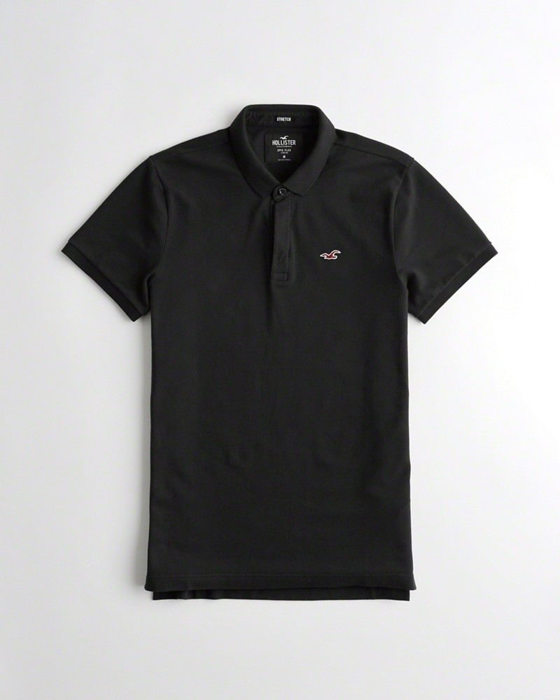 Hình Áo thun nam cổ bẻ Hollister HCO-P167 Stretch Shrunken Collar Slim Fit Polo Black