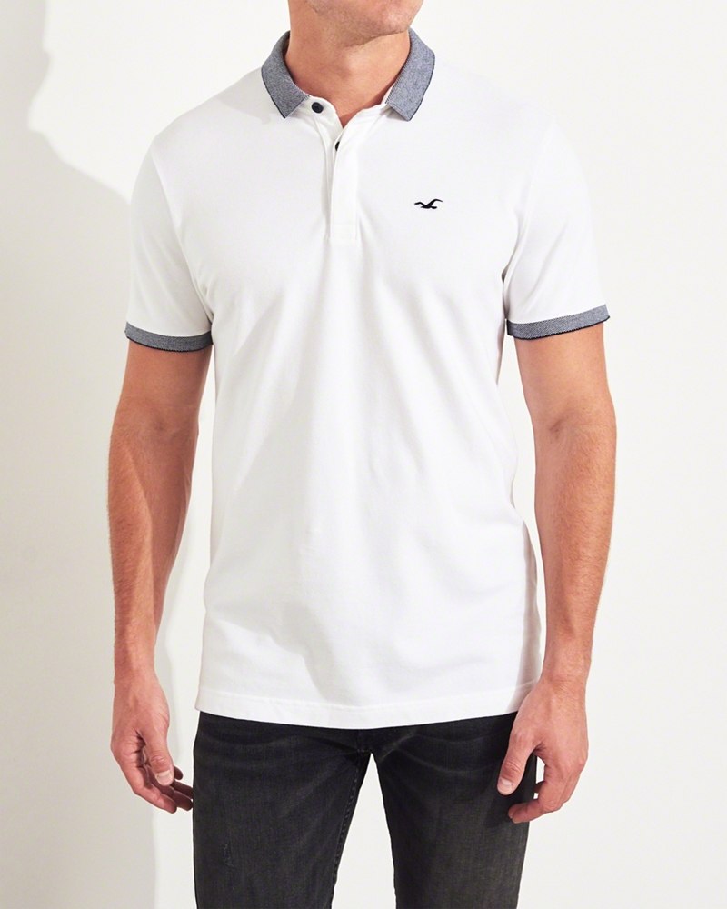 Hình Áo thun nam cổ bẻ Hollister HCO-P169 Stretch Shrunken Collar Polo White