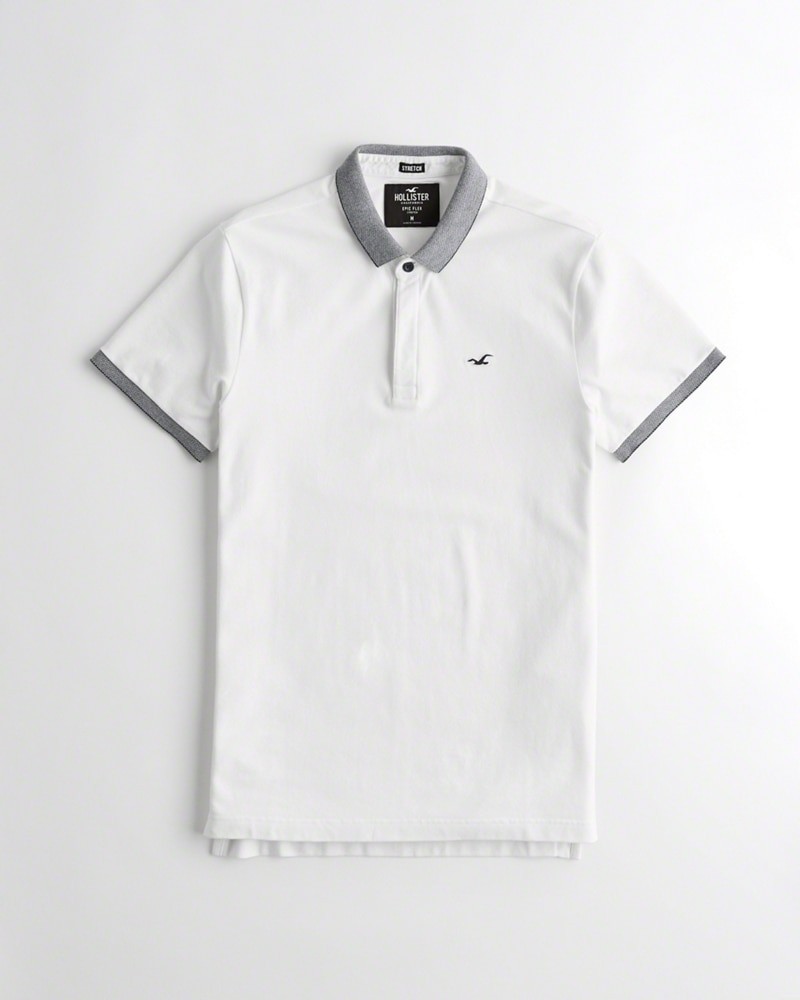 Hình Áo thun nam cổ bẻ Hollister HCO-P169 Stretch Shrunken Collar Polo White