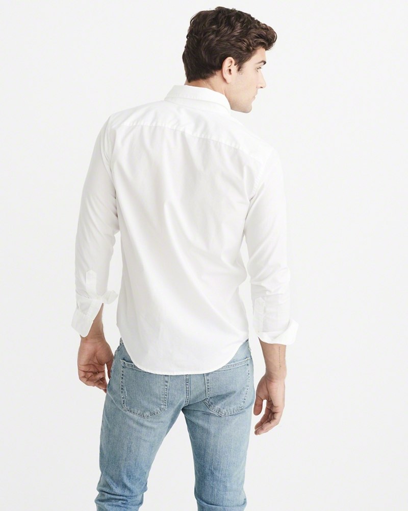 Hình Áo sơmi nam Abercrombie & Fitch trắng AF-US-SM59 Icon Poplin Shirt