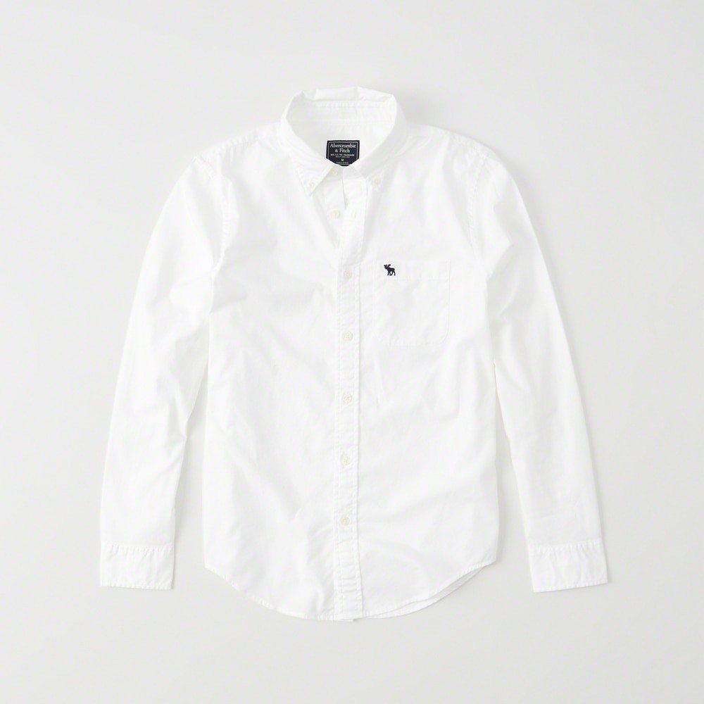 Hình Áo sơmi nam Abercrombie & Fitch trắng AF-US-SM59 Icon Poplin Shirt