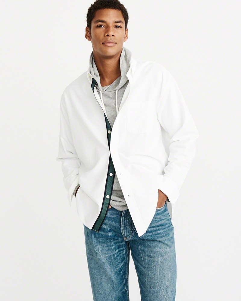 Hình Áo sơmi nam Abercrombie & Fitch AF-US-SM62 Oversized Oxford Shirt