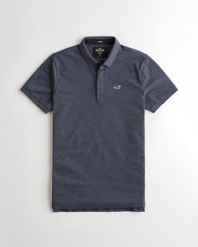 Hình Áo thun nam cổ bẻ Hollister HCO-P171 Stretch Shrunken Collar Slim Fit Polo heather navy