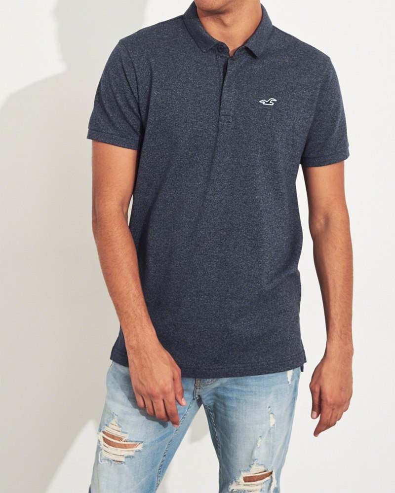 Hình Áo thun nam cổ bẻ Hollister HCO-P171 Stretch Shrunken Collar Slim Fit Polo heather navy