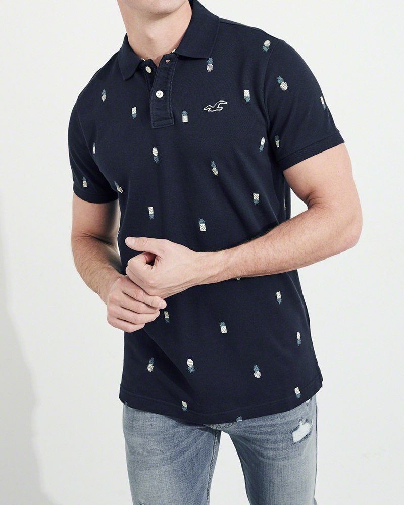 Hình Áo thun nam Hollister HCO-P181 Stretch Pique Patterned Polo