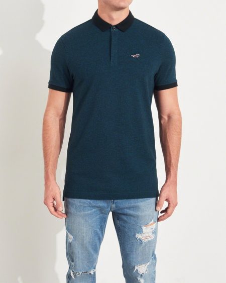 Hình Áo thun nam Hollister HCO-P182 Stretch Slim Fit Polo dark heather teal