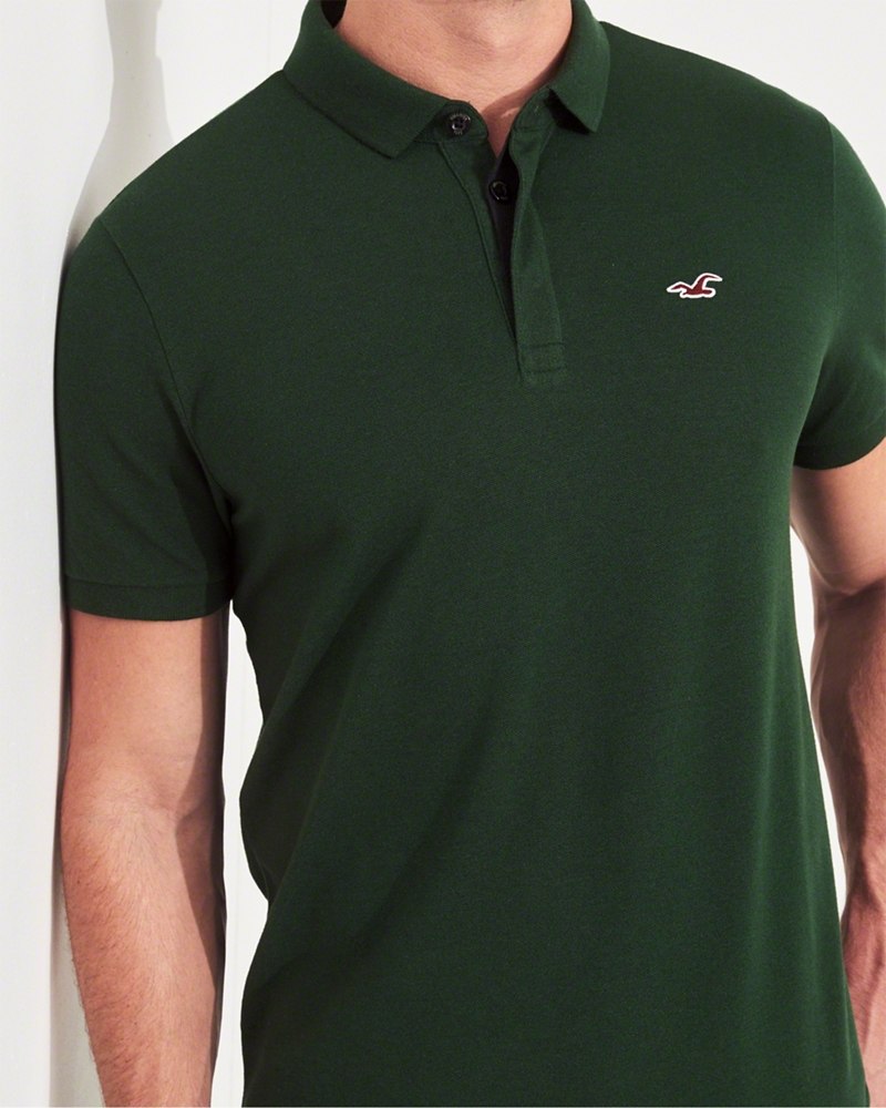 Hình Áo thun nam Hollister HCO-P183 Stretch Slim Fit Polo dark green