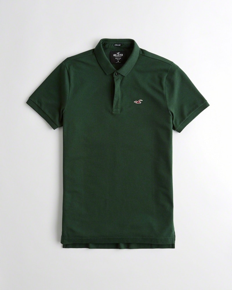 Hình Áo thun nam Hollister HCO-P183 Stretch Slim Fit Polo dark green