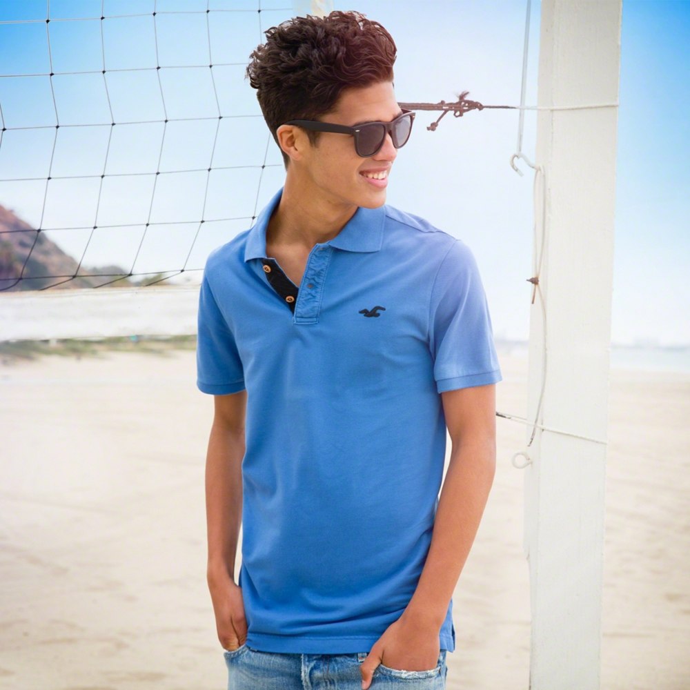 Hình Áo thun nam cổ bẻ Hollister HCO-P54 Icon Polo Blue