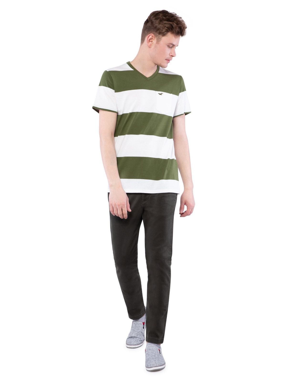 Hình Áo thun nam Hollister HCO-T111 Stripe Icon V-neck