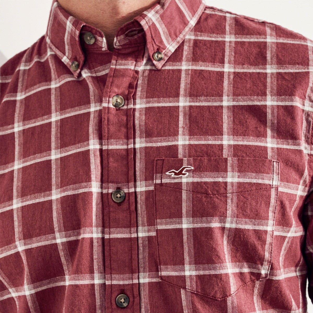 Hình Áo sơmi nam Hollister HCO-US-SM15 Stretch Plaid Poplin Shirt