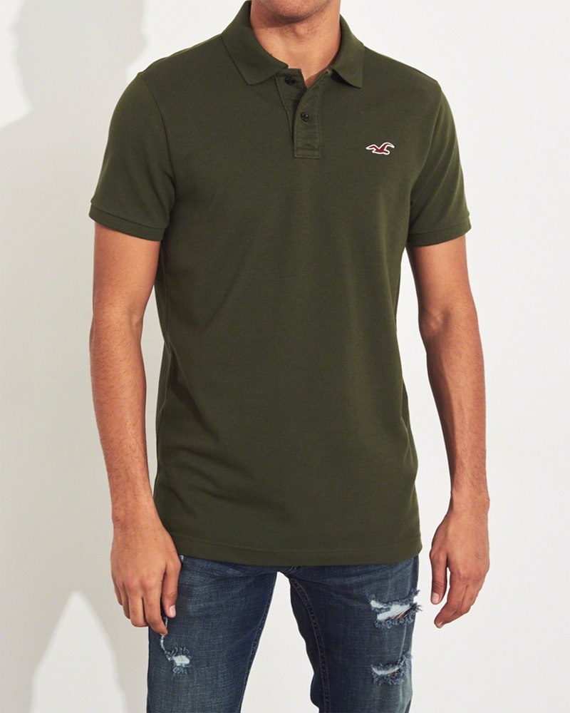 Hình Áo thun nam Hollister HCO-P172 Stretch Slim Fit Polo Olive