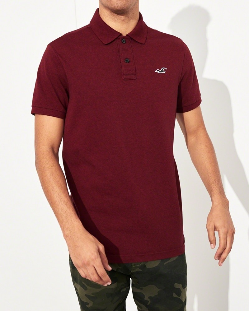 Hình Áo thun nam Hollister HCO-P173 Stretch Slim Fit Polo heather burgundy