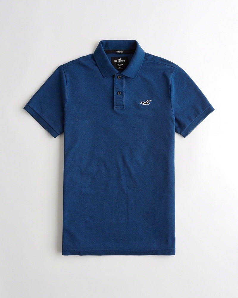 Hình Áo thun nam Hollister HCO-P175 Stretch Slim Fit Polo heather blue