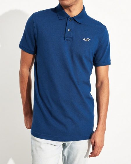 Hình Áo thun nam Hollister HCO-P175 Stretch Slim Fit Polo heather blue