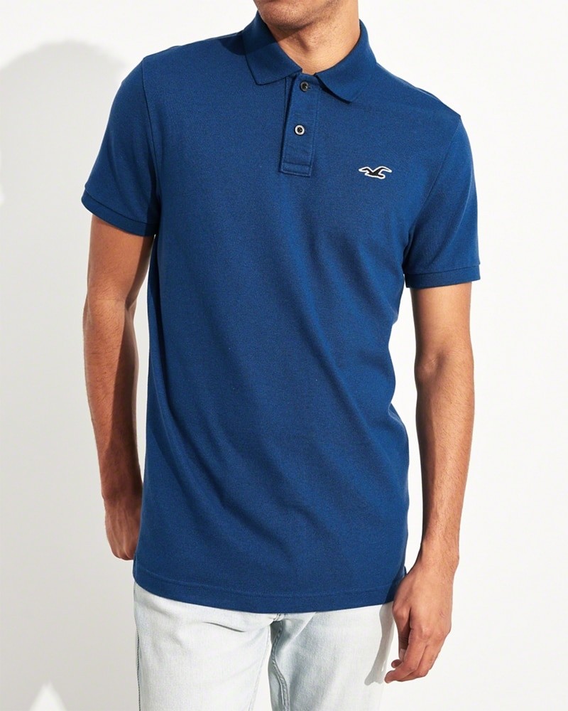 Hình Áo thun nam Hollister HCO-P175 Stretch Slim Fit Polo heather blue