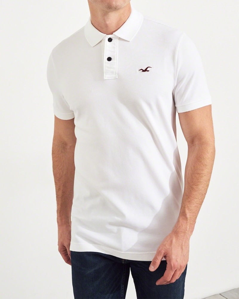 Hình Áo thun nam Hollister HCO-P176 Stretch Slim Fit Polo White