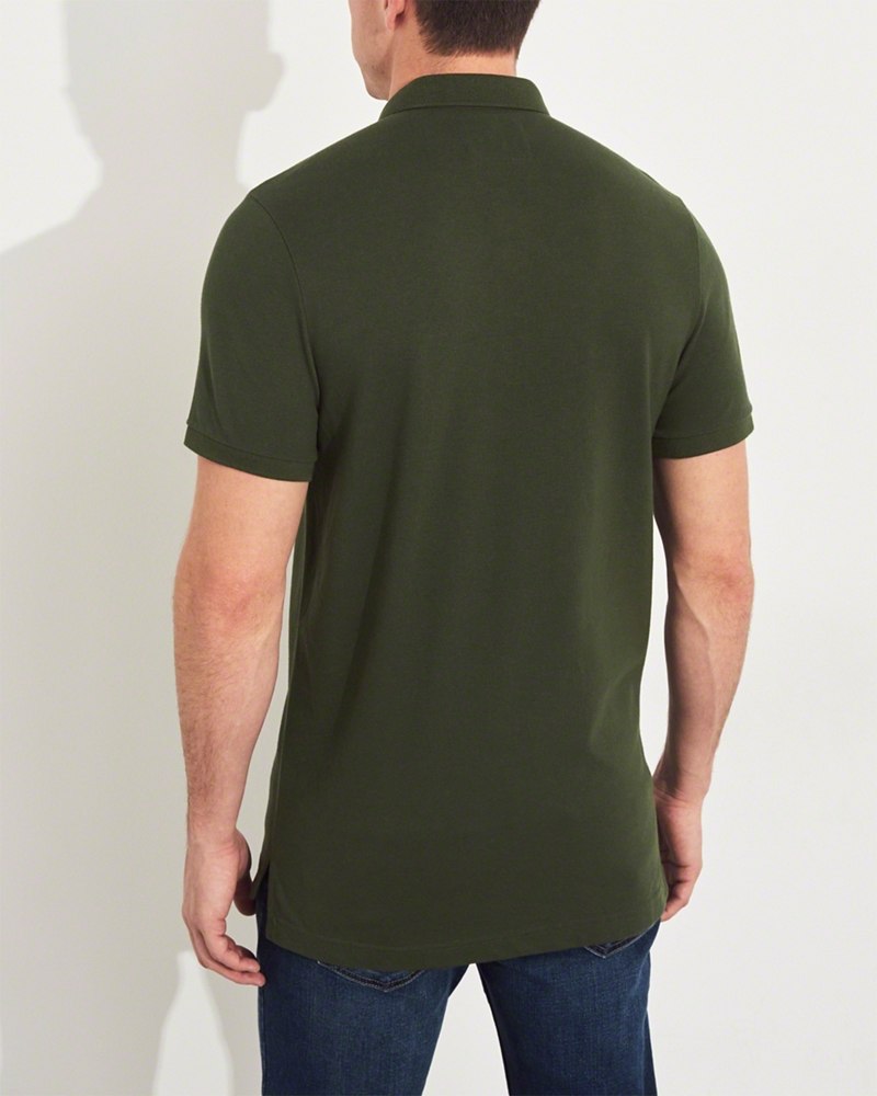 Hình Áo thun nam Hollister HCO-P184 Stretch Shrunken Collar Slim Fit Polo Olive