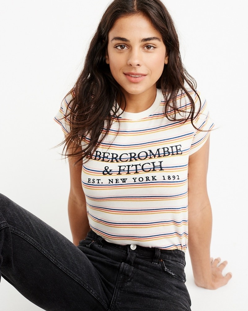 Hình Áo thun nữ Abercrombie & Fitch AF-US-NT03 Embroidered Logo Tee