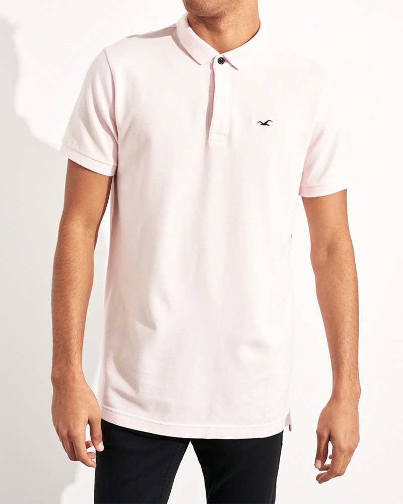 Hình Áo thun nam Hollister HCO-P186 Stretch Shrunken Collar Slim Fit Polo light pink