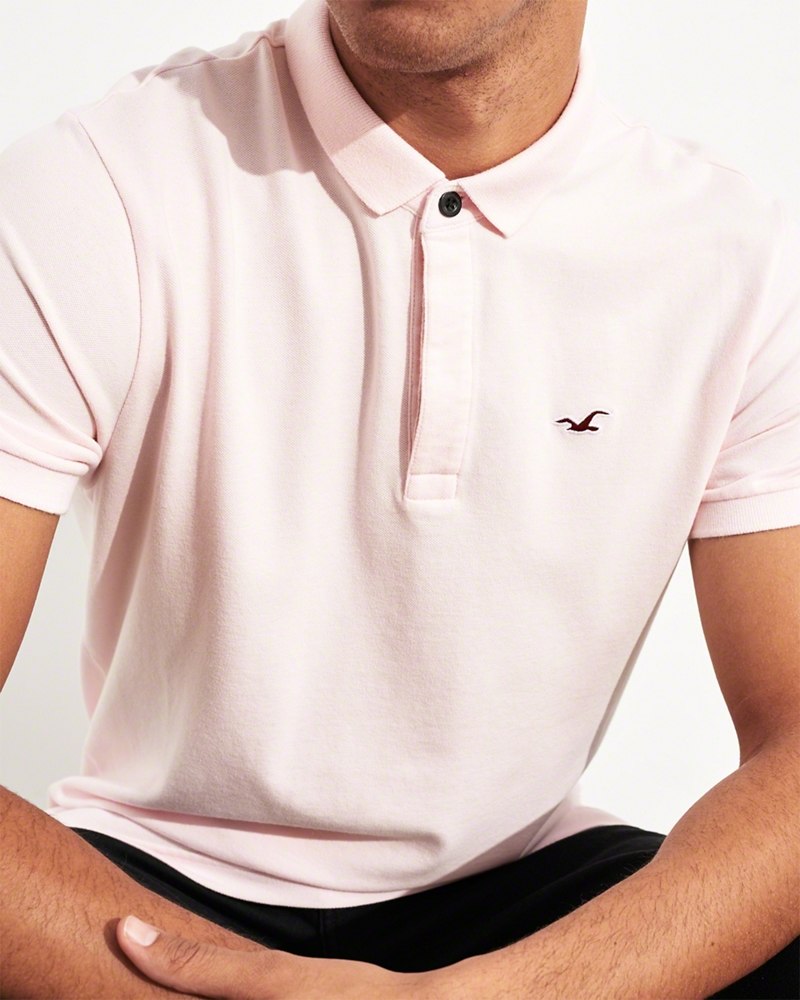 Hình Áo thun nam Hollister HCO-P186 Stretch Shrunken Collar Slim Fit Polo light pink