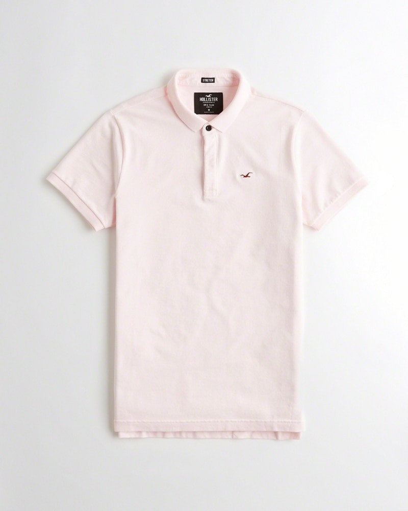 Hình Áo thun nam Hollister HCO-P186 Stretch Shrunken Collar Slim Fit Polo light pink