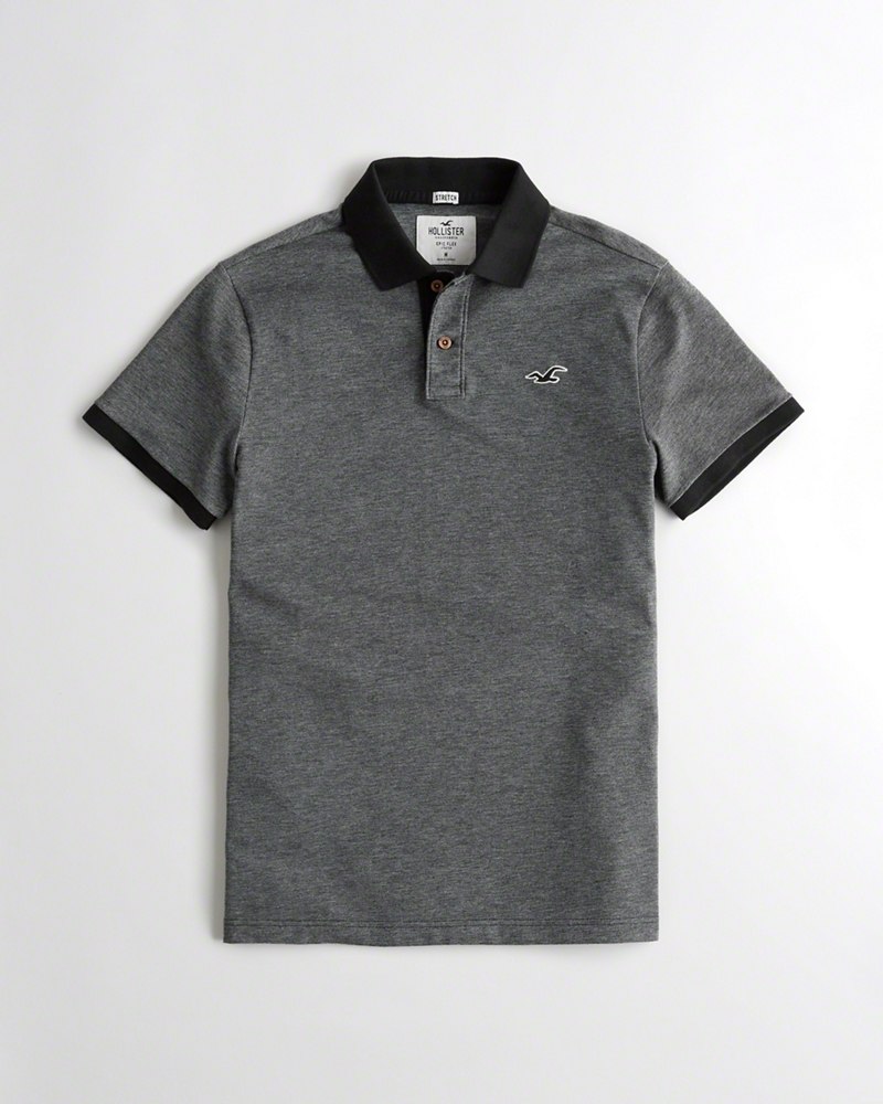 Hình Áo thun nam Hollister HCO-P190 Stretch Slim Fit Polo heather black