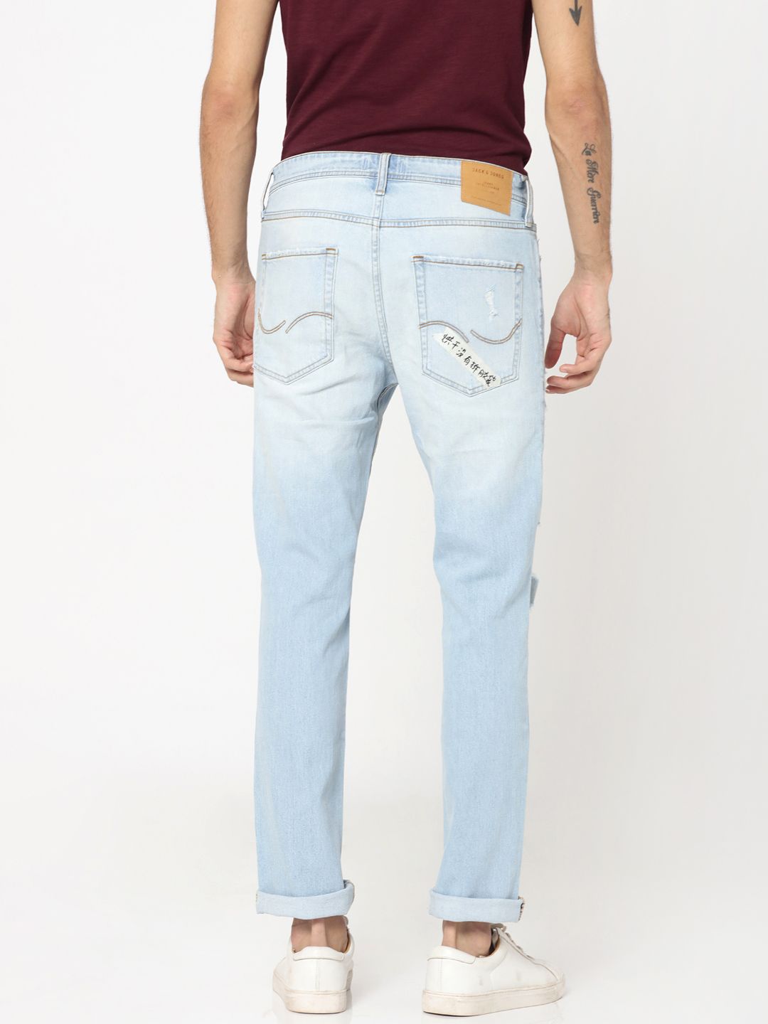 Hình Quần jeans nam Jack & Jones JAJ-J08 Light Blue Heavy Distressed Tim Slim Jeans