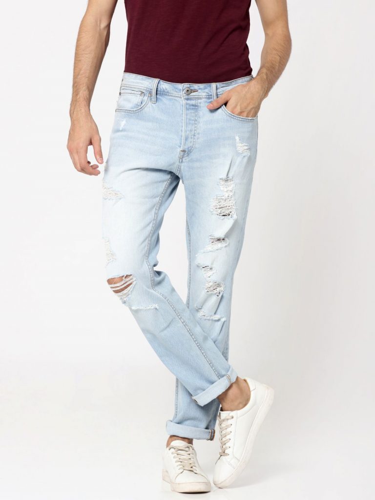 Hình Quần jeans nam Jack & Jones JAJ-J08 Light Blue Heavy Distressed Tim Slim Jeans Hình Quần jeans nam Jack & Jones JAJ-J08 Light Blue Heavy Distressed Tim Slim Jeans