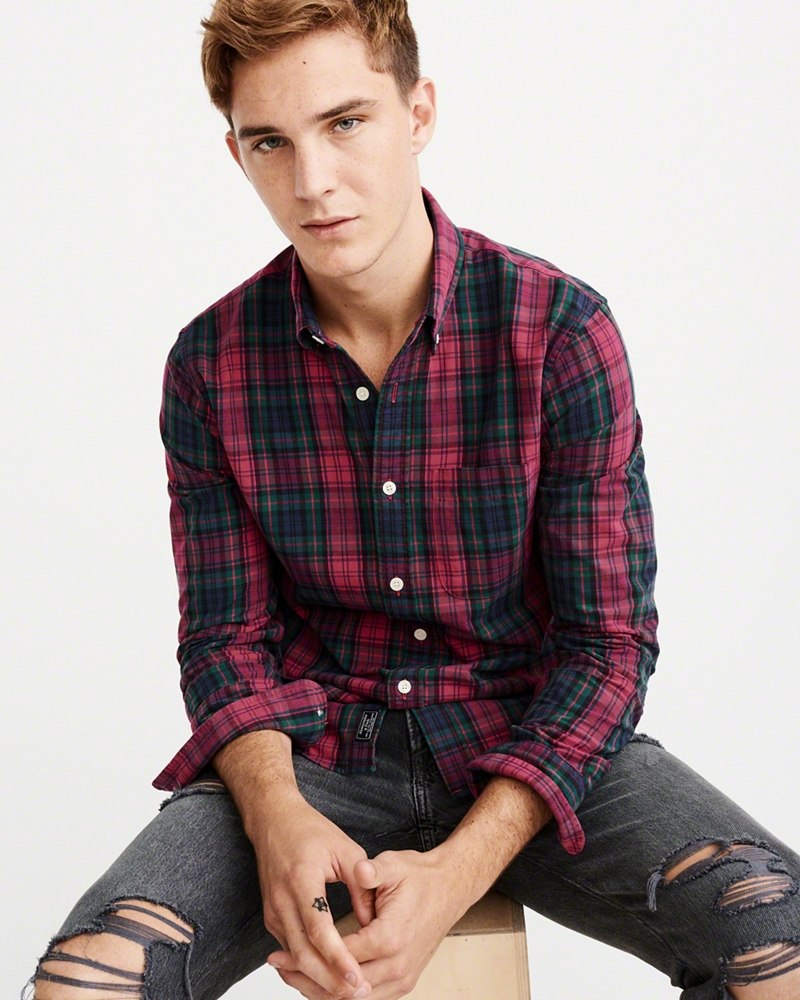 Hình Áo sơmi nam Abercrombie & Fitch AF-US-SM70 PLAID OXFORD SHIRT