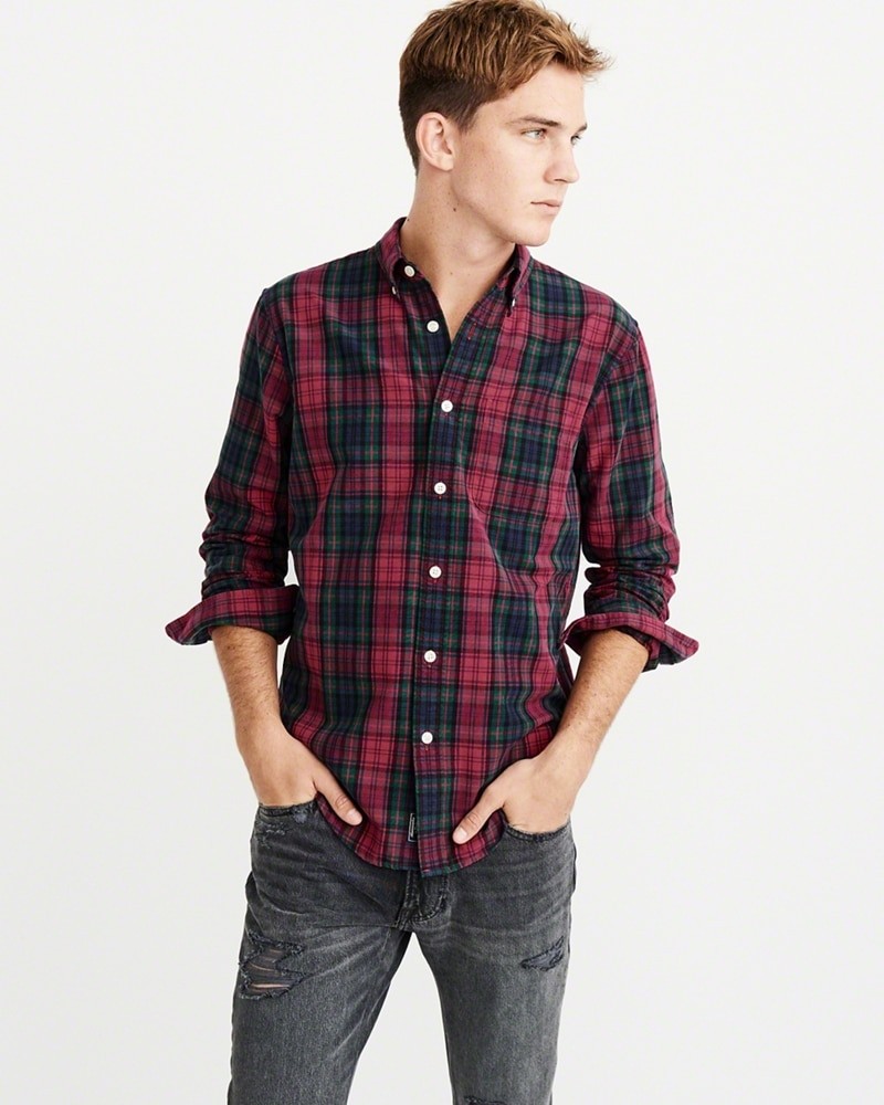 Hình Áo sơmi nam Abercrombie & Fitch AF-US-SM70 PLAID OXFORD SHIRT