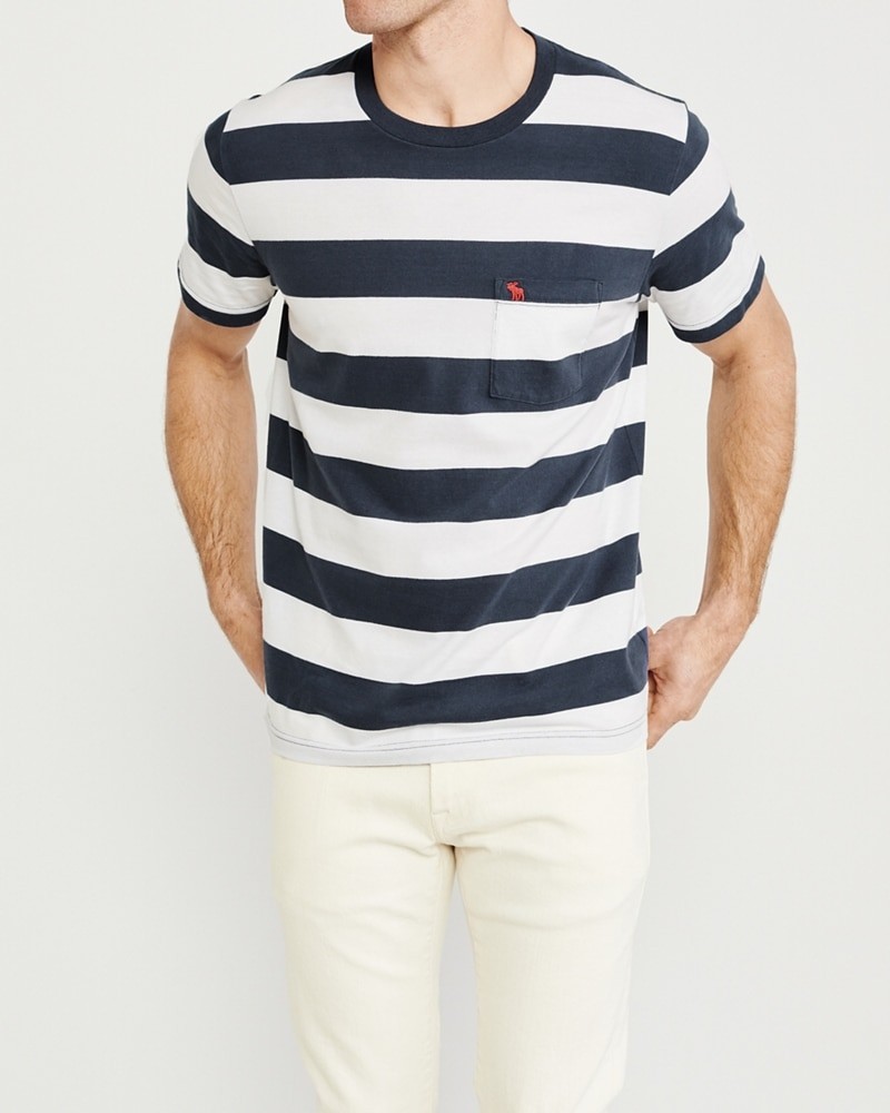 Hình Áo thun nam Abercrombie & Fitch AF-US-T34 STRIPED ICON POCKET TEE