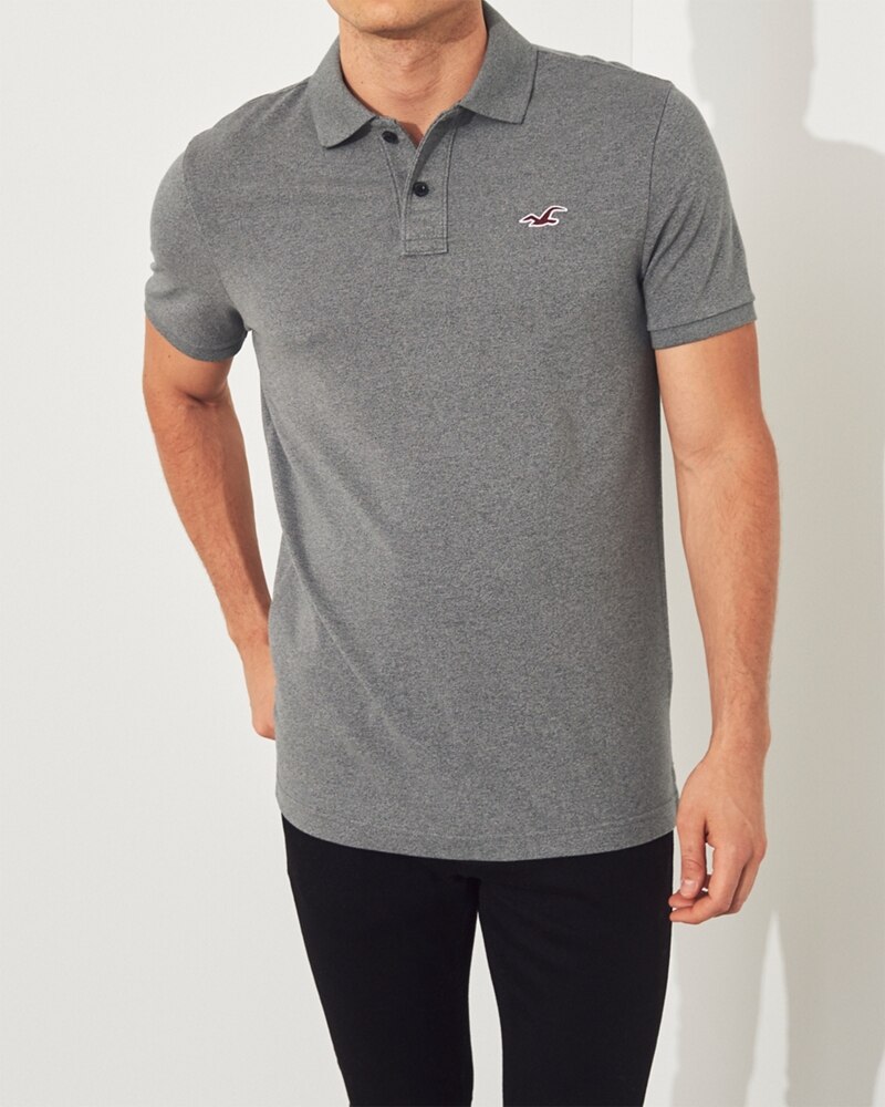 Hình Áo thun nam Hollister HCO-P200 Stretch Slim Fit Polo Dark Heather Grey