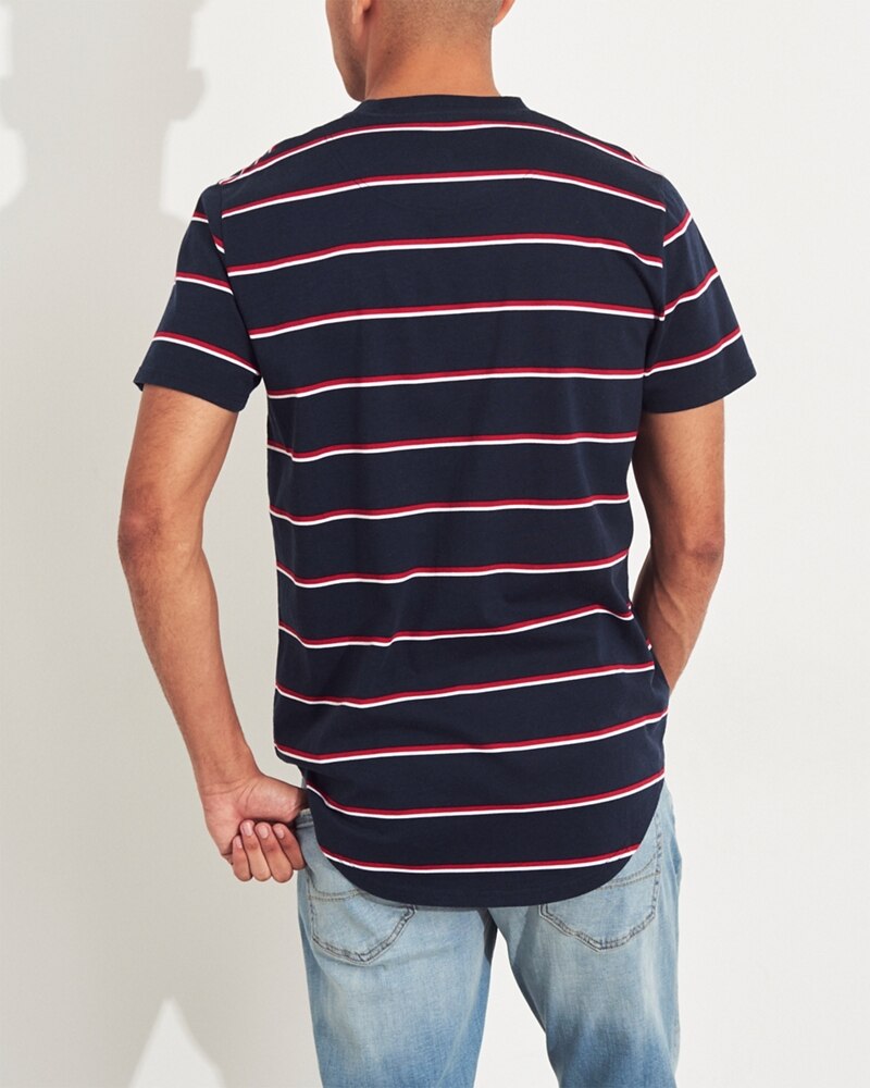 Hình Áo thun nam Hollister HCO-US-T15 Stripe Curved Hem T-Shirt
