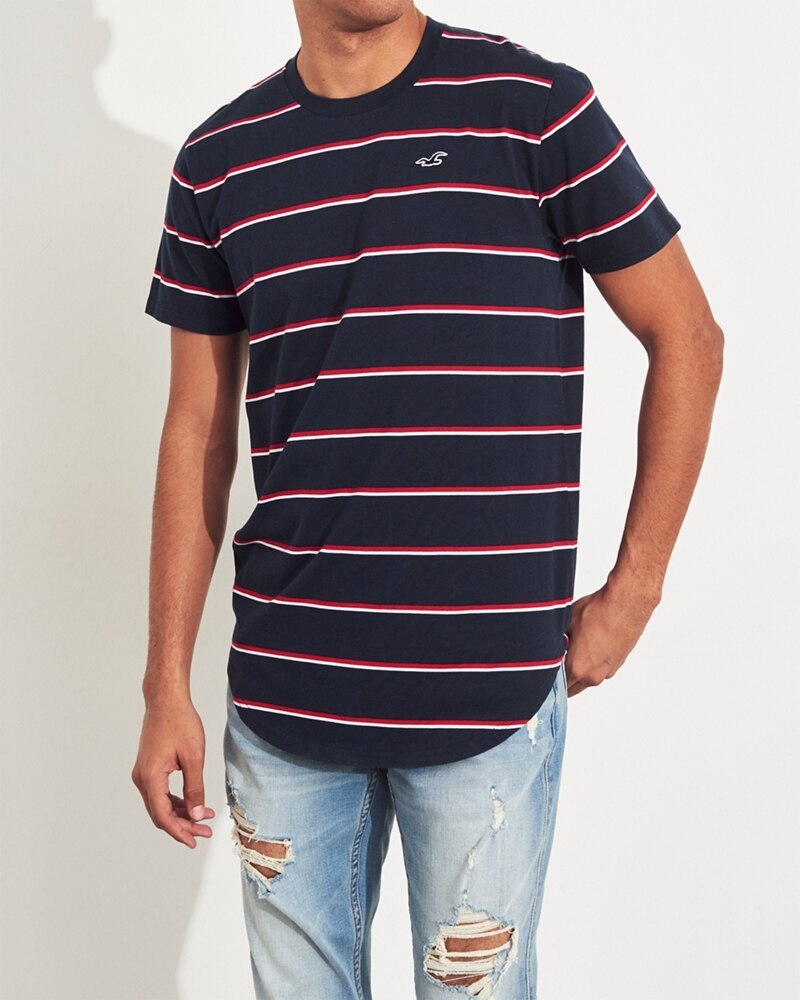 Hình Áo thun nam Hollister HCO-US-T15 Stripe Curved Hem T-Shirt