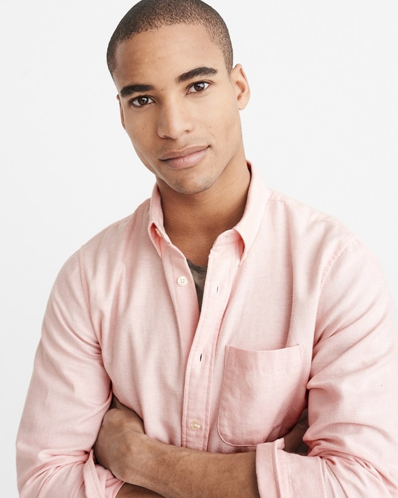 Hình Áo sơmi nam Abercrombie & Fitch AF-US-SM78 Heathered Oxford Shirt Signature Fit