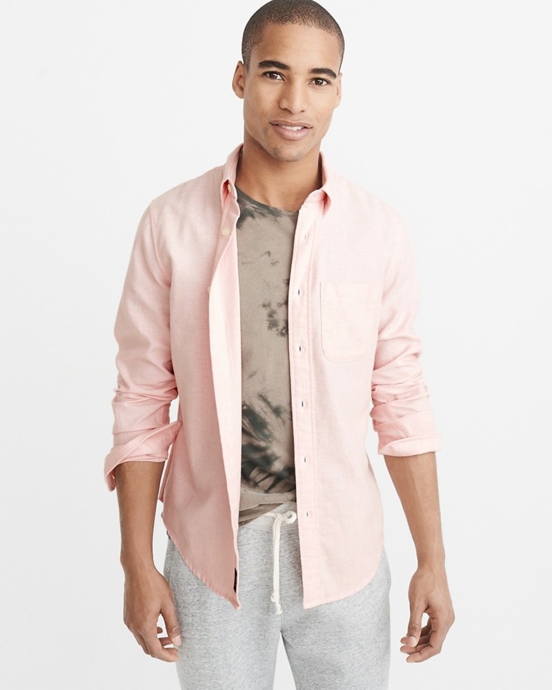 Hình Áo sơmi nam Abercrombie & Fitch AF-US-SM78 Heathered Oxford Shirt Signature Fit