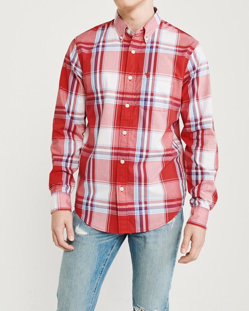 Hình Áo sơmi nam Abercrombie & Fitch AF-US-SM81 Icon Poplin Shirt Signature Fit