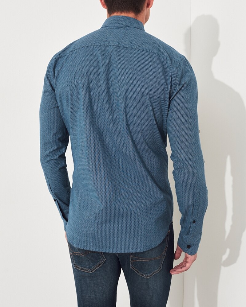 Hình Áo sơmi nam Hollister HCO-US-SM24 Stretch Poplin Muscle Fit Shirt