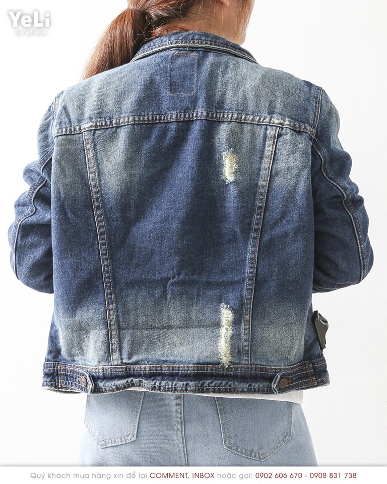 Hình Áo khoác jean nữ Bershka BSK-NK01 CROPPED DENIM JACKET